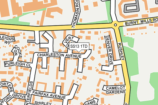 SS13 1TD map - OS OpenMap – Local (Ordnance Survey)