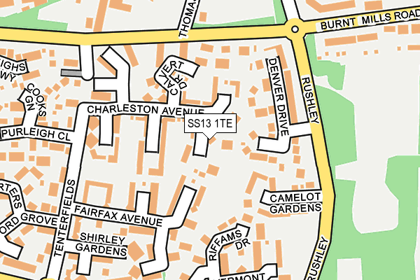 SS13 1TE map - OS OpenMap – Local (Ordnance Survey)