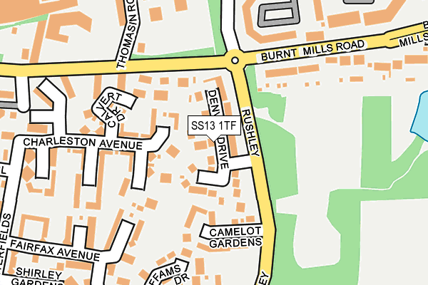 SS13 1TF map - OS OpenMap – Local (Ordnance Survey)