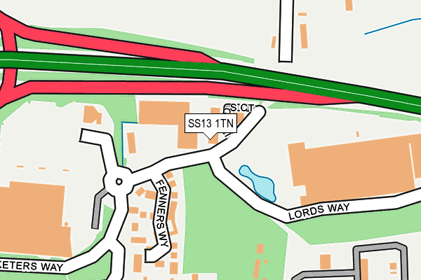 SS13 1TN map - OS OpenMap – Local (Ordnance Survey)