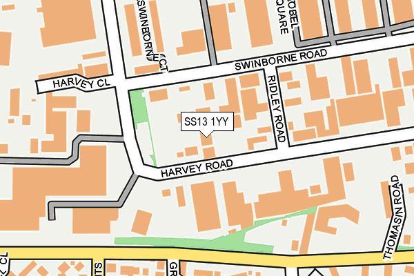SS13 1YY map - OS OpenMap – Local (Ordnance Survey)