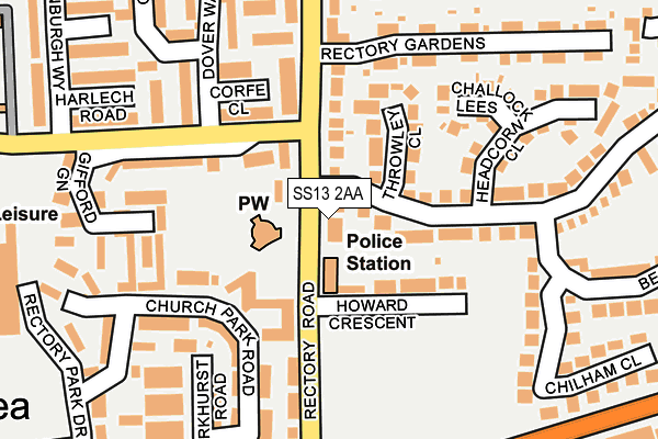 SS13 2AA map - OS OpenMap – Local (Ordnance Survey)