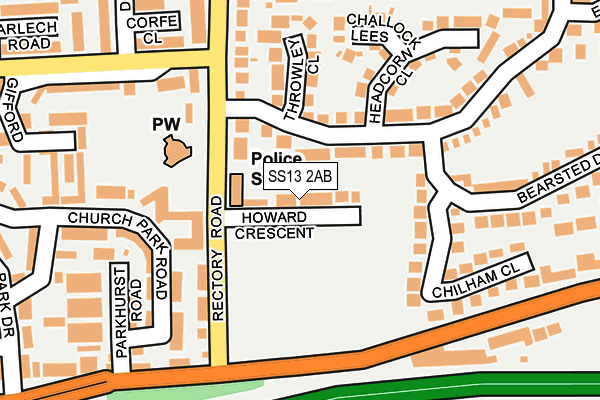 SS13 2AB map - OS OpenMap – Local (Ordnance Survey)