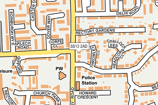 SS13 2AD map - OS OpenMap – Local (Ordnance Survey)