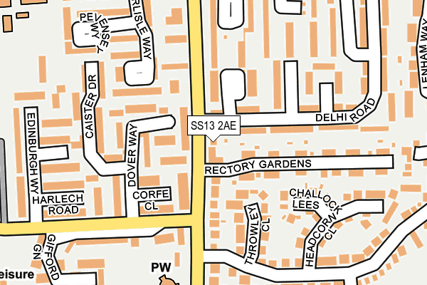SS13 2AE map - OS OpenMap – Local (Ordnance Survey)