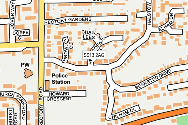 SS13 2AG map - OS OpenMap – Local (Ordnance Survey)