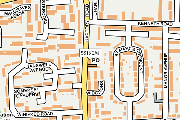 SS13 2AJ map - OS OpenMap – Local (Ordnance Survey)