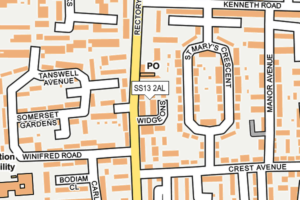 SS13 2AL map - OS OpenMap – Local (Ordnance Survey)