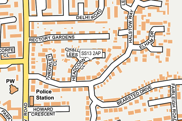 SS13 2AP map - OS OpenMap – Local (Ordnance Survey)