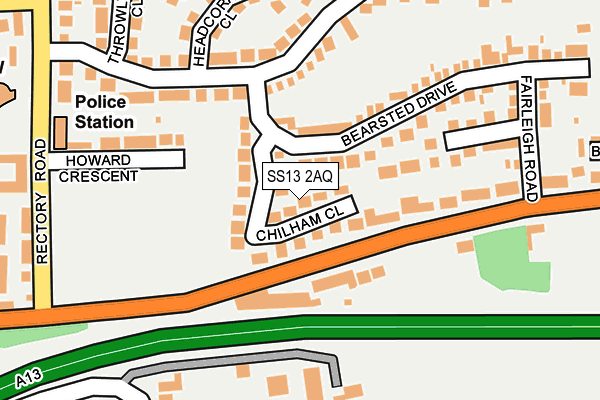 SS13 2AQ map - OS OpenMap – Local (Ordnance Survey)