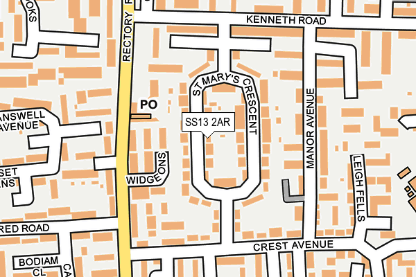 SS13 2AR map - OS OpenMap – Local (Ordnance Survey)