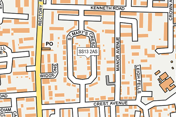 SS13 2AS map - OS OpenMap – Local (Ordnance Survey)