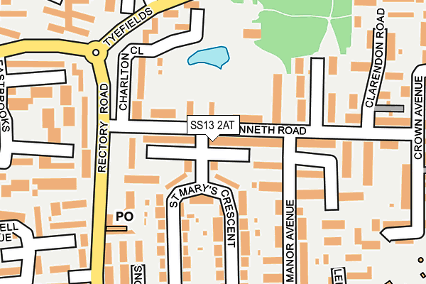 SS13 2AT map - OS OpenMap – Local (Ordnance Survey)