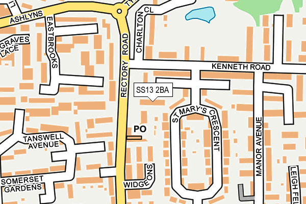 SS13 2BA map - OS OpenMap – Local (Ordnance Survey)