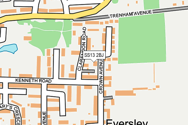 SS13 2BJ map - OS OpenMap – Local (Ordnance Survey)