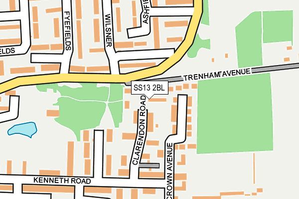 SS13 2BL map - OS OpenMap – Local (Ordnance Survey)
