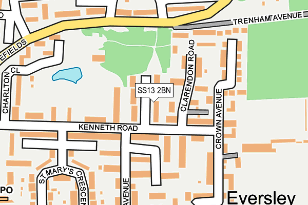 SS13 2BN map - OS OpenMap – Local (Ordnance Survey)