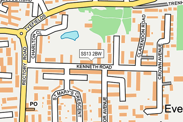 SS13 2BW map - OS OpenMap – Local (Ordnance Survey)