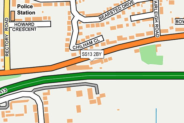 SS13 2BY map - OS OpenMap – Local (Ordnance Survey)