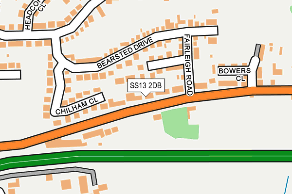 SS13 2DB map - OS OpenMap – Local (Ordnance Survey)