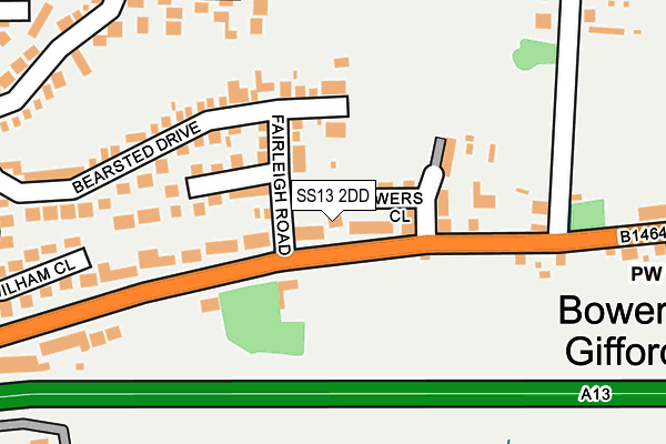 SS13 2DD map - OS OpenMap – Local (Ordnance Survey)