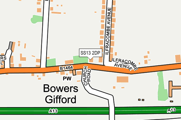 SS13 2DP map - OS OpenMap – Local (Ordnance Survey)