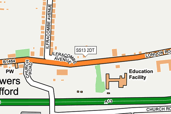 SS13 2DT map - OS OpenMap – Local (Ordnance Survey)