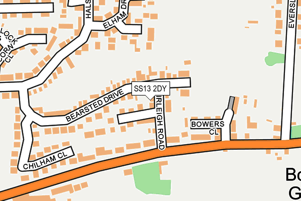 SS13 2DY map - OS OpenMap – Local (Ordnance Survey)