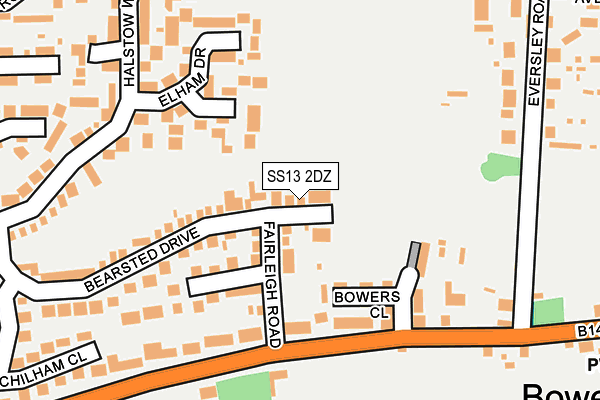 SS13 2DZ map - OS OpenMap – Local (Ordnance Survey)
