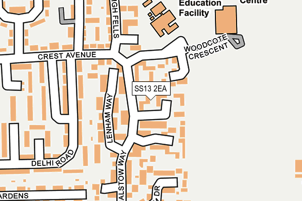 SS13 2EA map - OS OpenMap – Local (Ordnance Survey)