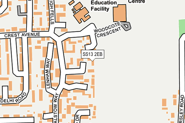 SS13 2EB map - OS OpenMap – Local (Ordnance Survey)