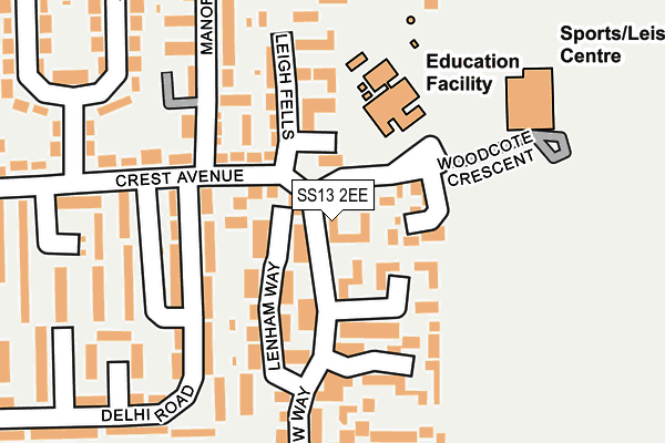 SS13 2EE map - OS OpenMap – Local (Ordnance Survey)