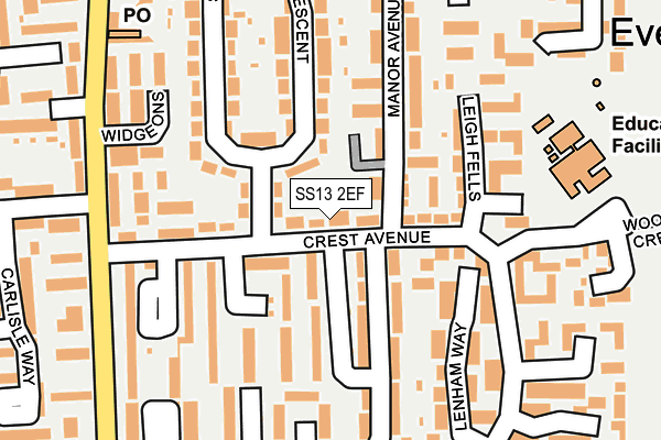 SS13 2EF map - OS OpenMap – Local (Ordnance Survey)