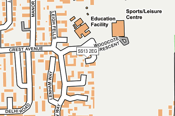 SS13 2EG map - OS OpenMap – Local (Ordnance Survey)