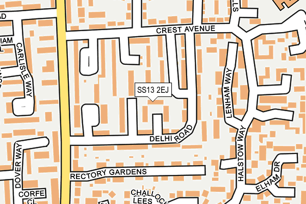 SS13 2EJ map - OS OpenMap – Local (Ordnance Survey)
