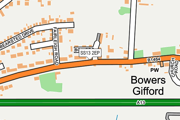 SS13 2EP map - OS OpenMap – Local (Ordnance Survey)