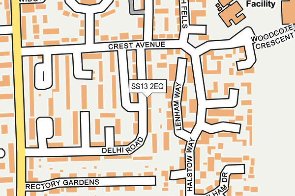 SS13 2EQ map - OS OpenMap – Local (Ordnance Survey)