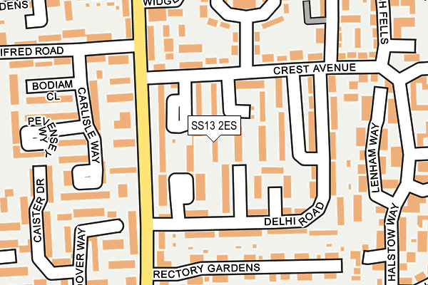 SS13 2ES map - OS OpenMap – Local (Ordnance Survey)