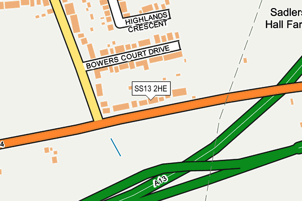 SS13 2HE map - OS OpenMap – Local (Ordnance Survey)