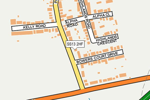 SS13 2HF map - OS OpenMap – Local (Ordnance Survey)