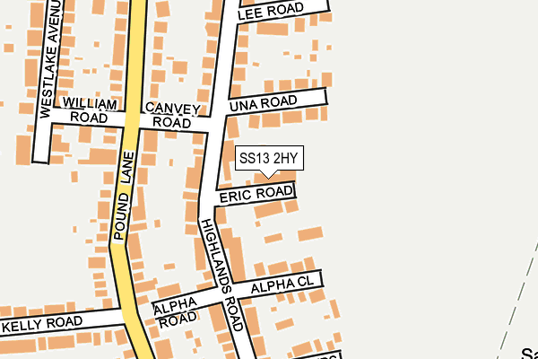 SS13 2HY map - OS OpenMap – Local (Ordnance Survey)