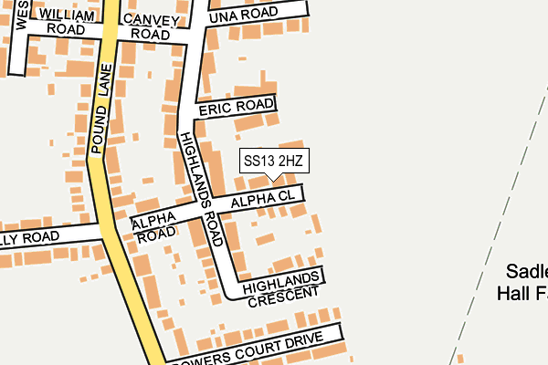 SS13 2HZ map - OS OpenMap – Local (Ordnance Survey)