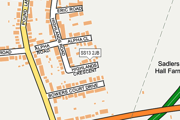 SS13 2JB map - OS OpenMap – Local (Ordnance Survey)