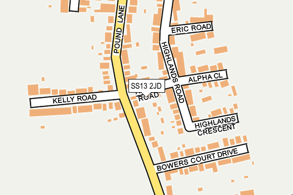 SS13 2JD map - OS OpenMap – Local (Ordnance Survey)