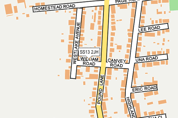 SS13 2JH map - OS OpenMap – Local (Ordnance Survey)