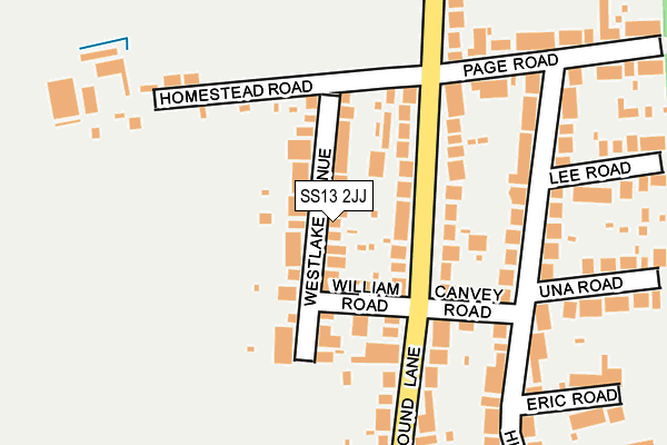 SS13 2JJ map - OS OpenMap – Local (Ordnance Survey)