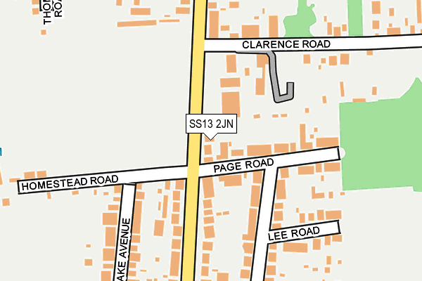 SS13 2JN map - OS OpenMap – Local (Ordnance Survey)