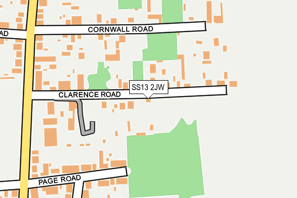 SS13 2JW map - OS OpenMap – Local (Ordnance Survey)