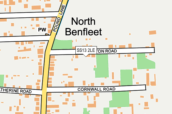 SS13 2LE map - OS OpenMap – Local (Ordnance Survey)