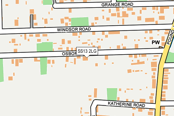 SS13 2LG map - OS OpenMap – Local (Ordnance Survey)